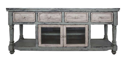 IFD - Aruba 70in TV Stand in Sky Blue Finish, w/4 white drawers & 2 white doors - IFD7332STN70BL veiw 1