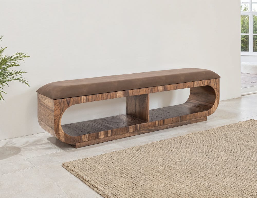 IFD  - Balam  - Upholstered Seat Bench with Two Open Shelves  - IFD4223BEN view 3