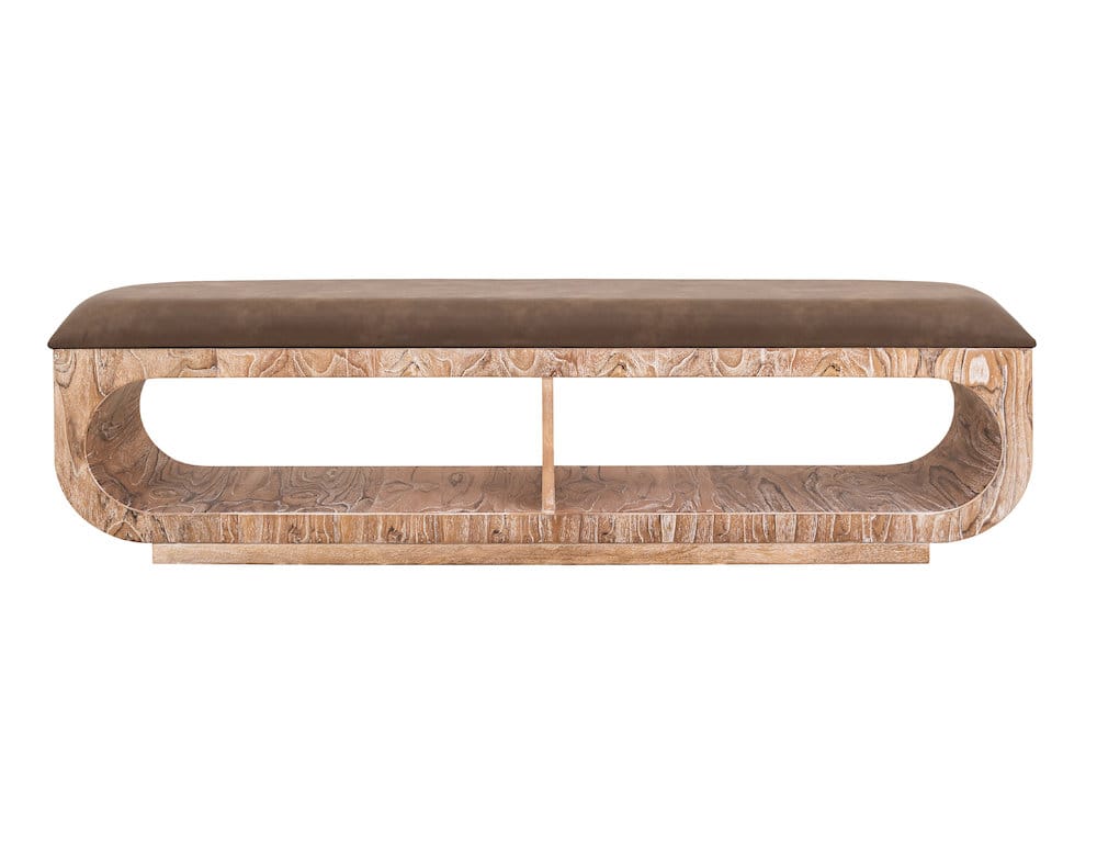 IFD  - Balam  - Upholstered Seat Bench with Two Open Shelves  - IFD4323BEN view 1