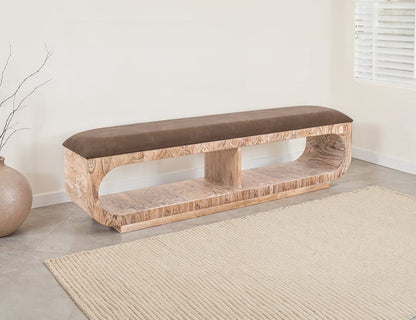 IFD  - Balam  - Upholstered Seat Bench with Two Open Shelves  - IFD4323BEN view 3