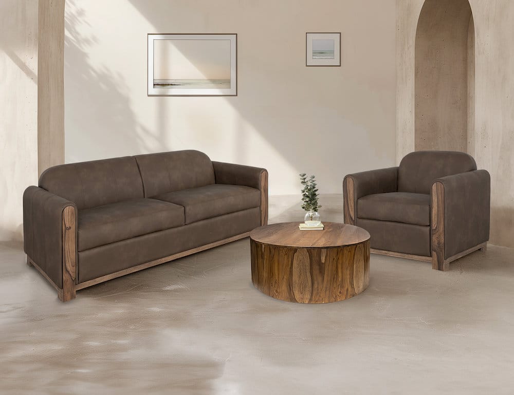 IFD  - Balam  - Wooden Frame & Base, Upholstered Seat Ottoman  - Medium Brown  - IUP422-OTT-231 view 3