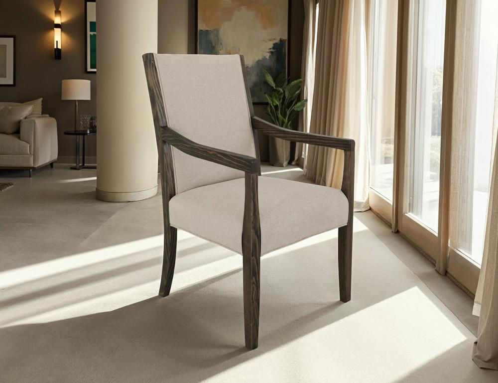 IFD - Black Verona - Upholstered Dining Armchair in Ivory - IFD3912CHU veiw 8