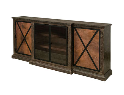 IFD - Blackburn - 2 Copper-Paneled Door 2 Glass Door Console - IFD7782CNS veiw 1