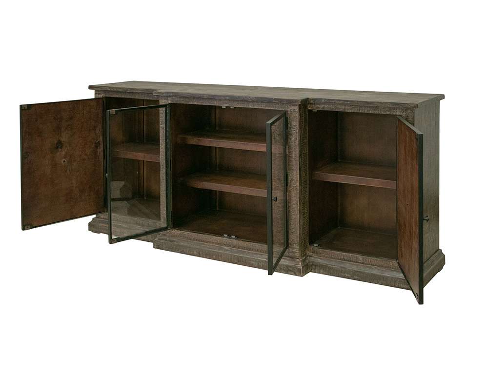 IFD - Blackburn - 2 Copper-Paneled Door 2 Glass Door Console - IFD7782CNS veiw 3