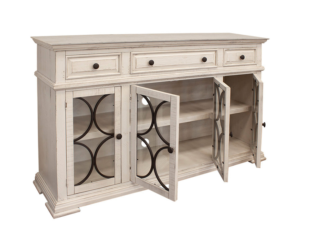 IFD - Bonanza Ivory Console w/4 Glass Doors & 3 Drawers - IFD4150CONS view 3