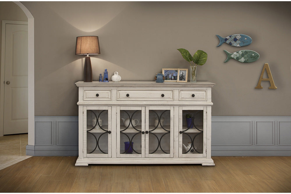 IFD - Bonanza Ivory Console w/4 Glass Doors & 3 Drawers - IFD4150CONS view 4