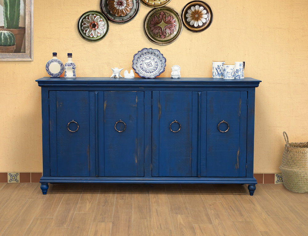 IFD - Capri Console w/4 Doors, Blue Finish - IFD990CONS-BL view 3