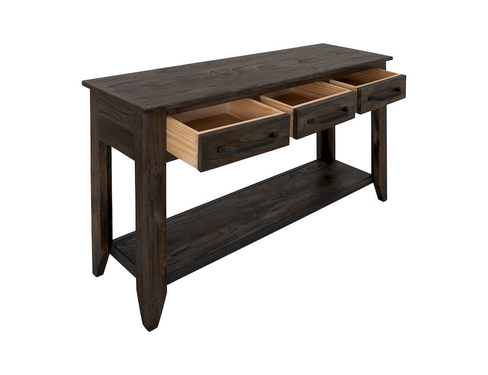 IFD  - Dark Teak  - 3 Drawer, 1 Shelf Sofa Table  - IFD1371SFT view 3