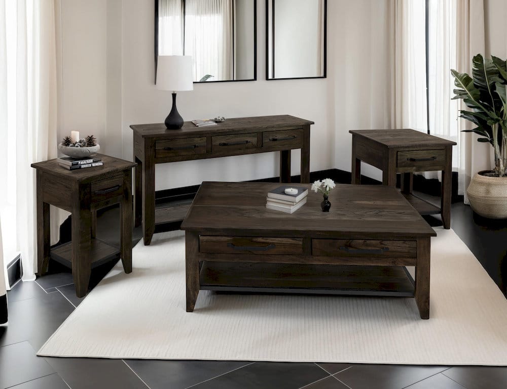 IFD  - Dark Teak  - 3 Drawer, 1 Shelf Sofa Table  - IFD1371SFT view 4