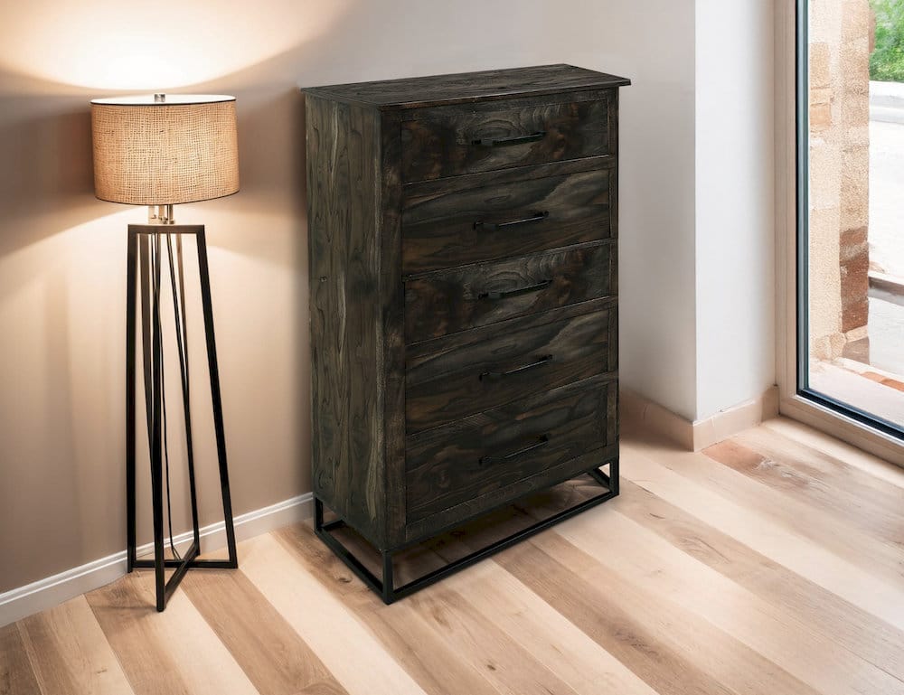 IFD  - Dark Teak  - 5 Drawer, Chest  - IFD1371CHT view 3
