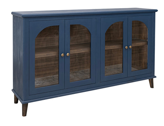 IFD - Genova - 4 Glass Door Blue Console - IFD3791CNSBL view 2