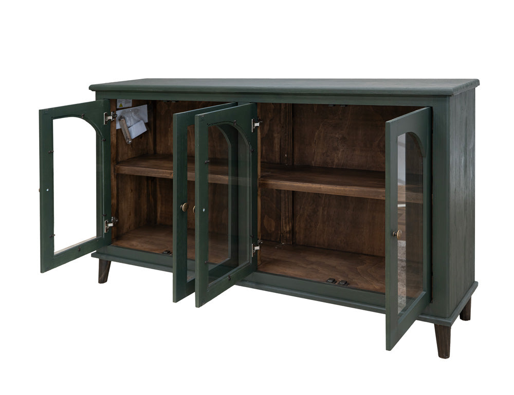 IFD - Genova - 4 Glass Doors Green Console - IFD3791CNSGN view 4
