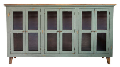 IFD - Lima 6 Glass Doors, Console w/ Green Finish - IFD9401CNSGN veiw 1