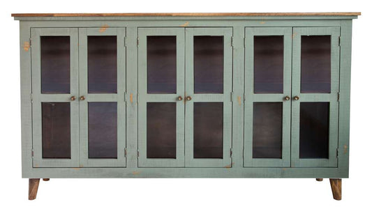 IFD - Lima 6 Glass Doors, Console w/ Green Finish - IFD9401CNSGN veiw 1