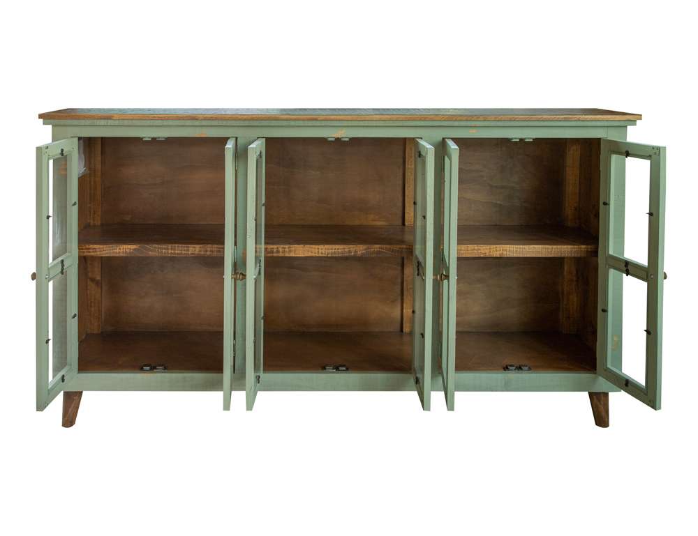 IFD - Lima 6 Glass Doors, Console w/ Green Finish - IFD9401CNSGN veiw 3