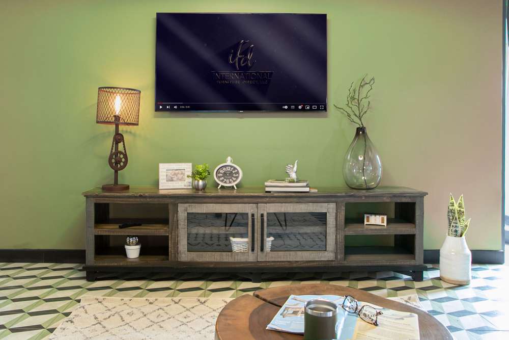 IFD - Loft Brown 2 Doors & Shelves, 93in TV Stand - IFD6441STN93 veiw 2
