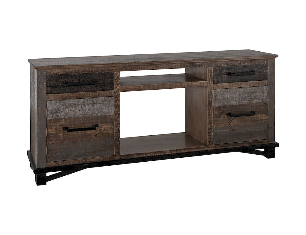 IFD  - Loft Brown  - 2 Drawer 2 Door Fireplace TV Stand 70