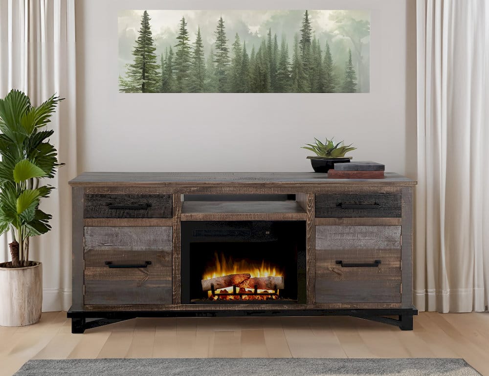 IFD  - Loft Brown  - 2 Drawer 2 Door Fireplace TV Stand 70"  - IFD6441EFP70 view 4