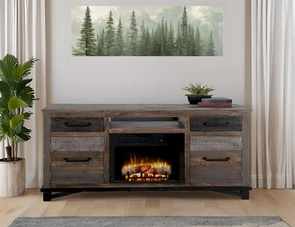 IFD  - Loft Brown  - 2 Drawer 2 Door Fireplace TV Stand 70"  - IFD6441EFP70 view 4