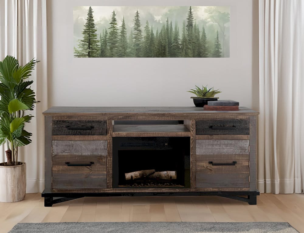 IFD  - Loft Brown  - 2 Drawer 2 Door Fireplace TV Stand 70"  - IFD6441EFP70 view 5