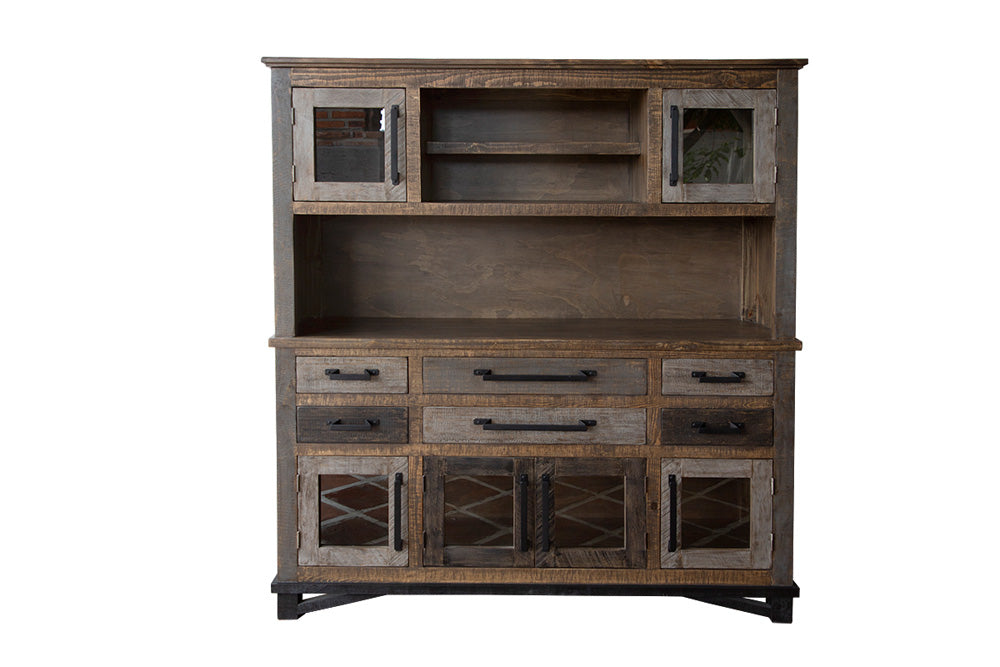 IFD - Loft Brown Buffet & Hutch w/6 Drawers, 6 Doors - IFD6441HUT view 1