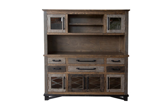 IFD - Loft Brown Buffet & Hutch w/6 Drawers, 6 Doors - IFD6441HUT view 1