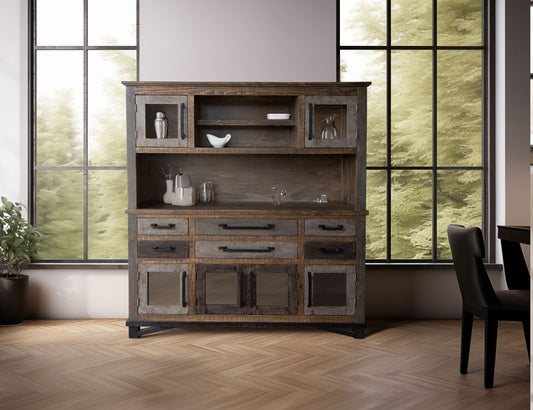 IFD - Loft Brown Buffet & Hutch w/6 Drawers, 6 Doors - IFD6441HUT view 2
