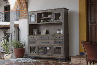 IFD - Loft Brown Buffet & Hutch w/6 Drawers, 6 Doors - IFD6441HUT veiw 2