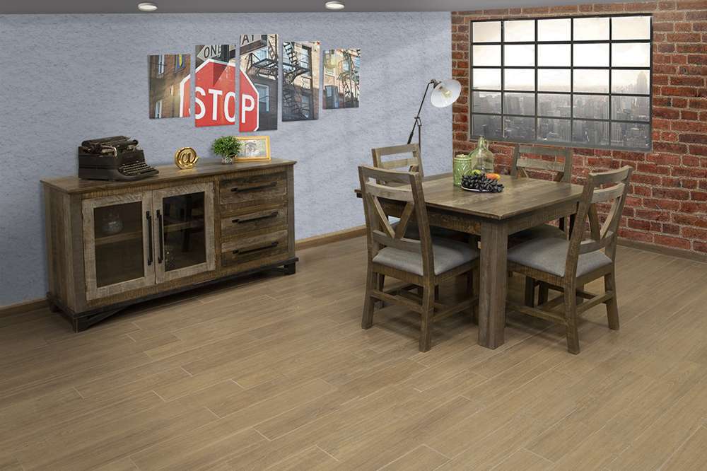 IFD - Loft Brown Chair w/Fabric Seat (Set of 2) - IFD6552CHR veiw 3