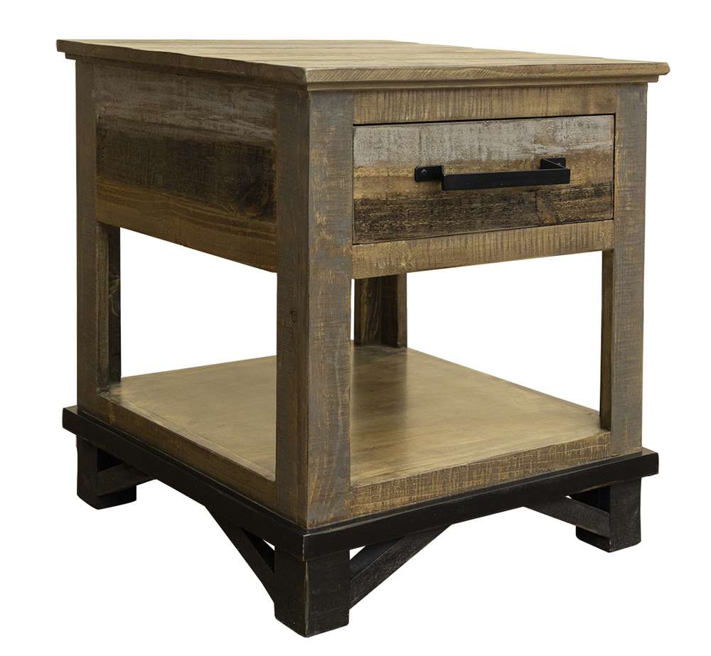 IFD - Loft Brown End Table 1 Drawer - IFD6441END veiw 1