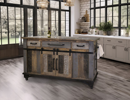 IFD - Loft Brown Kitchen Island 3 Drawers 6 Doors - IFD6441KSL view 2