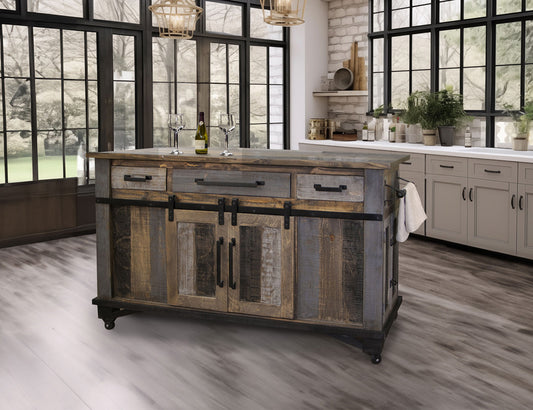 IFD - Loft Brown Kitchen Island 3 Drawers 6 Doors - IFD6441KSL view 2