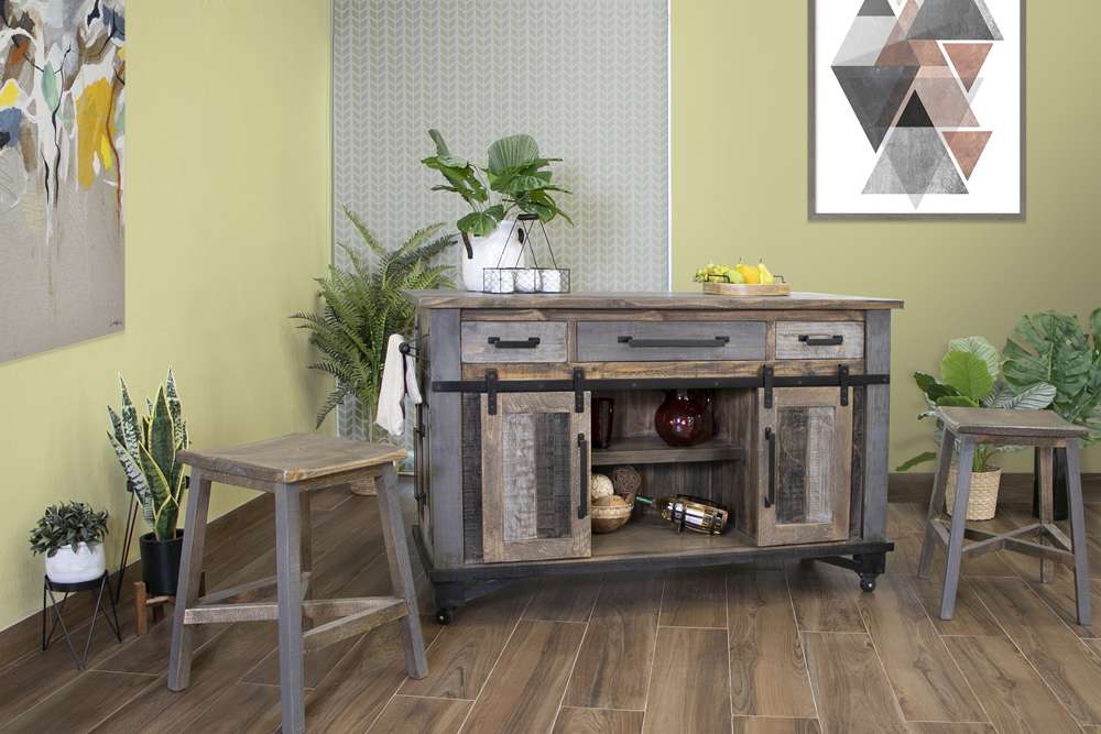 IFD - Loft Brown Kitchen Island 3 Drawers 6 Doors - IFD6441KSL veiw 2