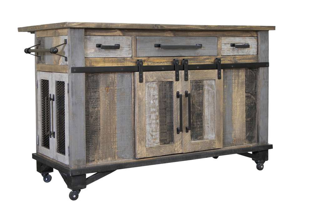IFD - Loft Brown Kitchen Island 3 Drawers 6 Doors - IFD6441KSL veiw 3