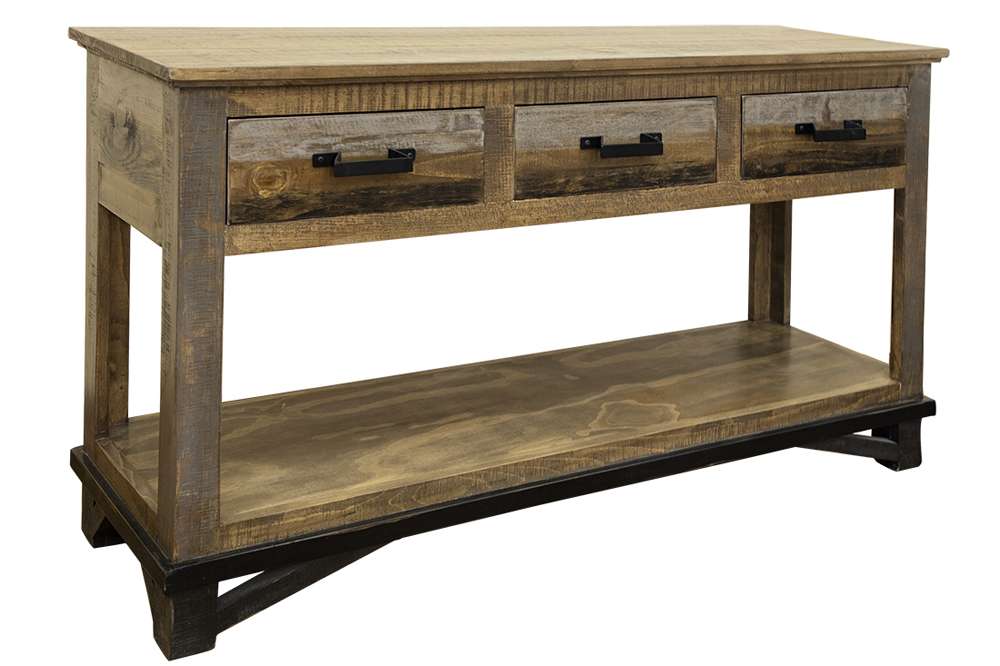 IFD - Loft Brown Sofa Table 3 Drawers - IFD6441SOF veiw 1