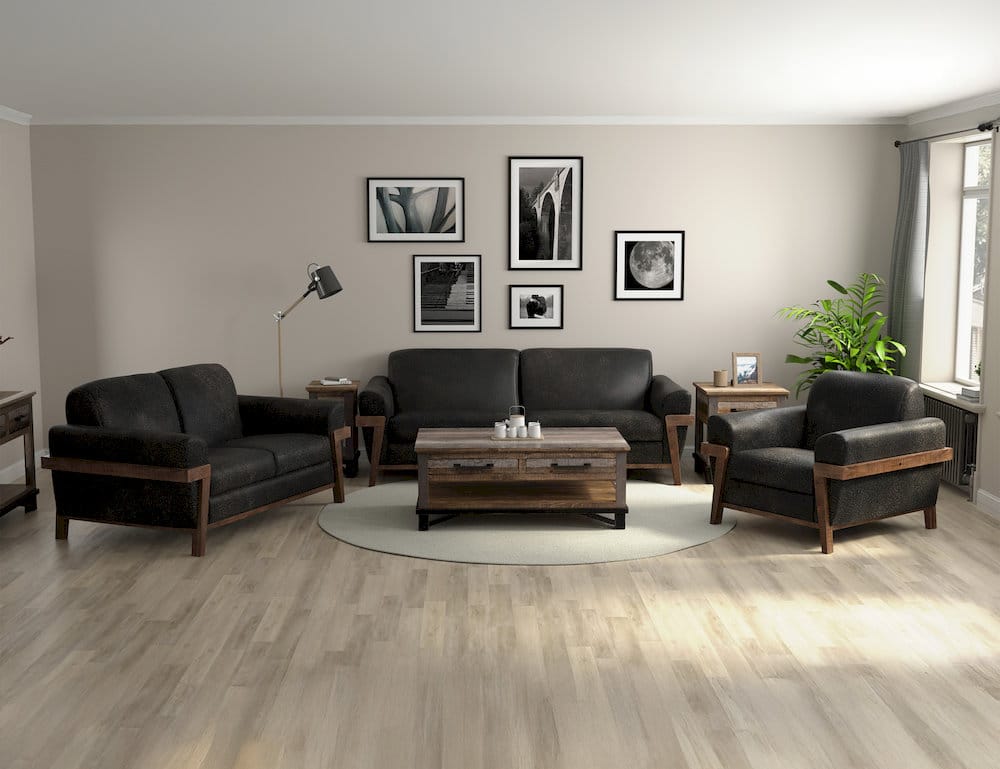 IFD  - Loft Brown  - Wooden Frame & Base, Loveseat  - Black  - IUP644-LOV-216 view 4