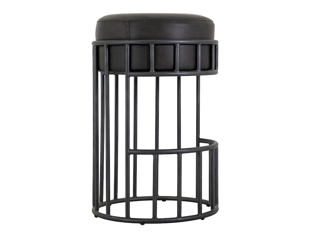 IFD  - Merlin  - Wooden Frame & Metal Base, 30" Upholstered Barstool  - Black  - IUP814-STL30-216 view 2