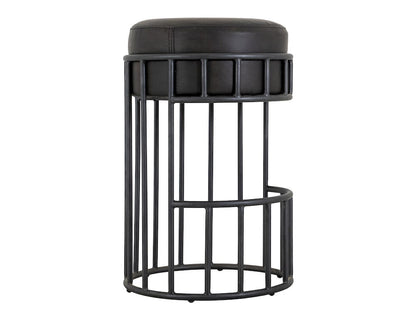 IFD  - Merlin  - Wooden Frame & Metal Base, 30" Upholstered Barstool  - Black  - IUP814-STL30-216 view 2