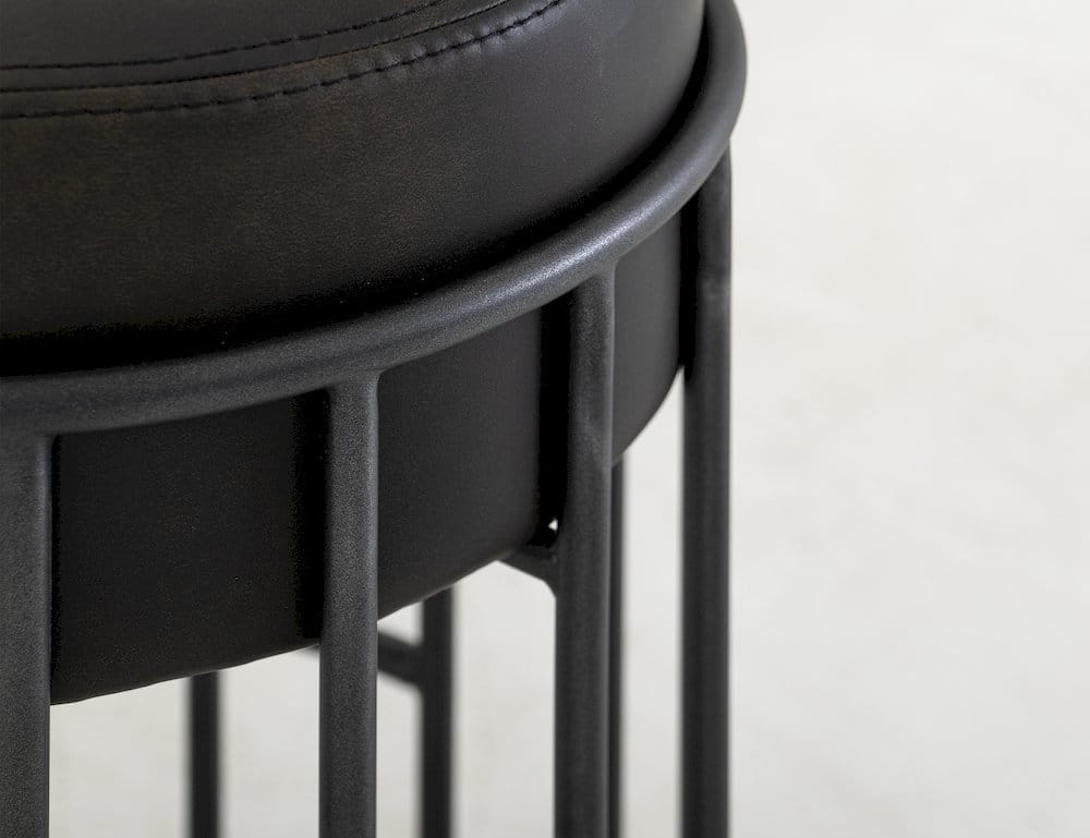 IFD  - Merlin  - Wooden Frame & Metal Base, 30" Upholstered Barstool  - Black  - IUP814-STL30-216 view 3