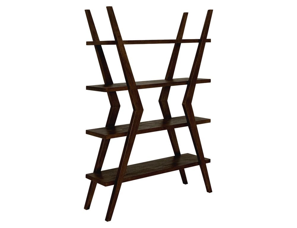 IFD - Moka - 4 Shelves, X-Shaped Étagère Bookcase in Brown - IFD1181BKS view 1