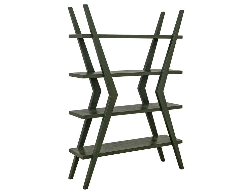 IFD - Moka - 4 Shelves, X-Shaped Étagère Bookcase in Green - IFD1181BKSGN view 1