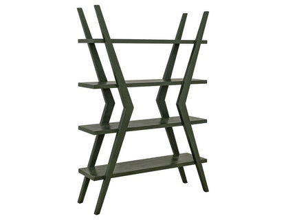 IFD - Moka - 4 Shelves, X-Shaped Étagère Bookcase in Green - IFD1181BKSGN view 1
