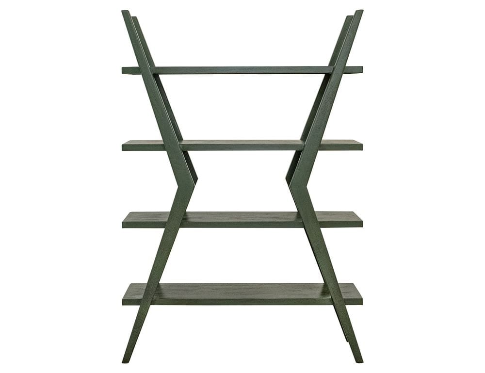 IFD - Moka - 4 Shelves, X-Shaped Étagère Bookcase in Green - IFD1181BKSGN view 2