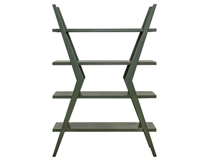 IFD - Moka - 4 Shelves, X-Shaped Étagère Bookcase in Green - IFD1181BKSGN view 2