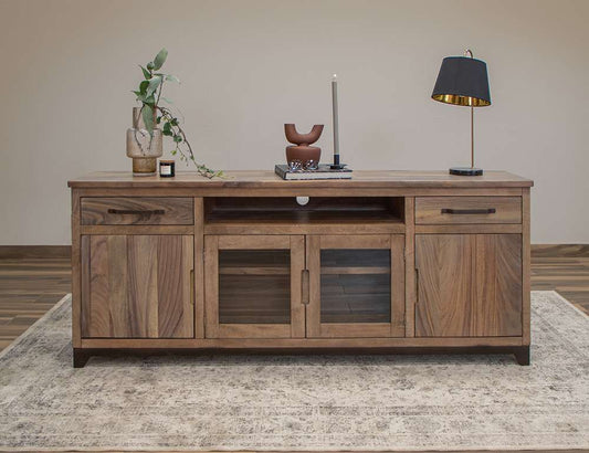 IFD - Natural Parota - 2 Drawer, 2 Door, 2 Glass Door 80in TV Stand - IFD8681STN80 veiw 2
