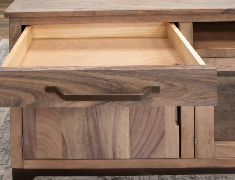 IFD - Natural Parota - 2 Drawer, 2 Door, 2 Glass Door 80in TV Stand - IFD8681STN80 veiw 4
