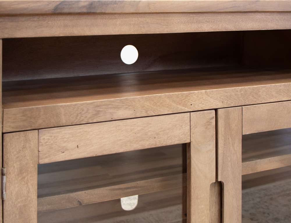 IFD - Natural Parota - 2 Drawer, 2 Door, 2 Glass Door 80in TV Stand - IFD8681STN80 veiw 5