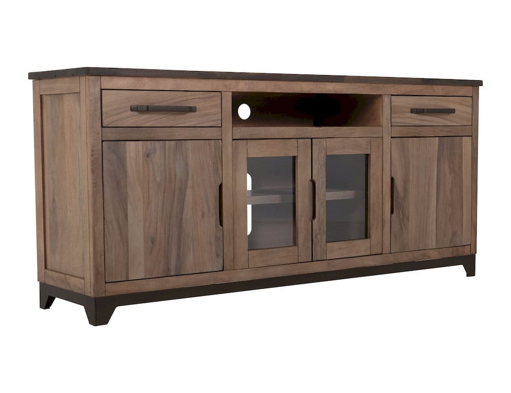 IFD  - Natural Parota  - 2 Drawer, 2 Door, 2 Glass Door, Stand 70"  - IFD8682STN70 view 2