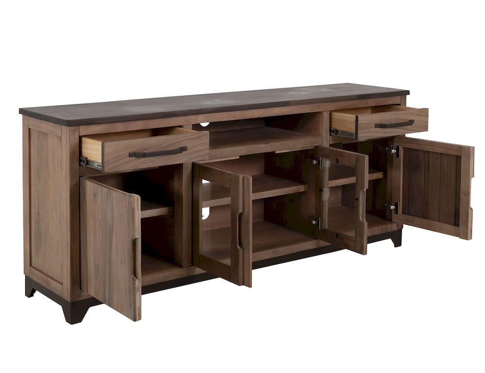 IFD  - Natural Parota  - 2 Drawer, 2 Door, 2 Glass Door, Stand 70"  - IFD8682STN70 view 4