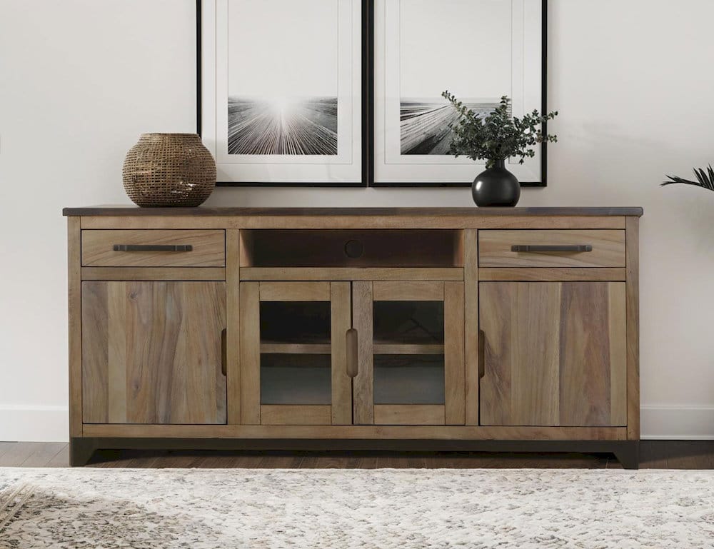 IFD  - Natural Parota  - 2 Drawer, 2 Door, 2 Glass Door, Stand 70"  - IFD8682STN70 view 5